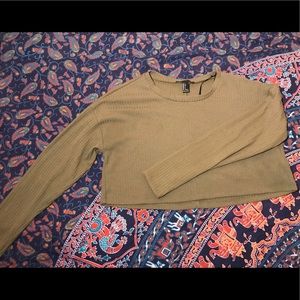 Long sleeve olive green crop top